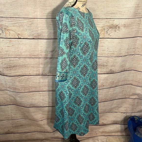 Gretchen Scott Dress Boat Neck 3/4 Sleeves Medallion Design Size Small - Picture 3 of 7